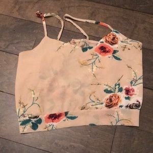 Crop spaghetti strap floral